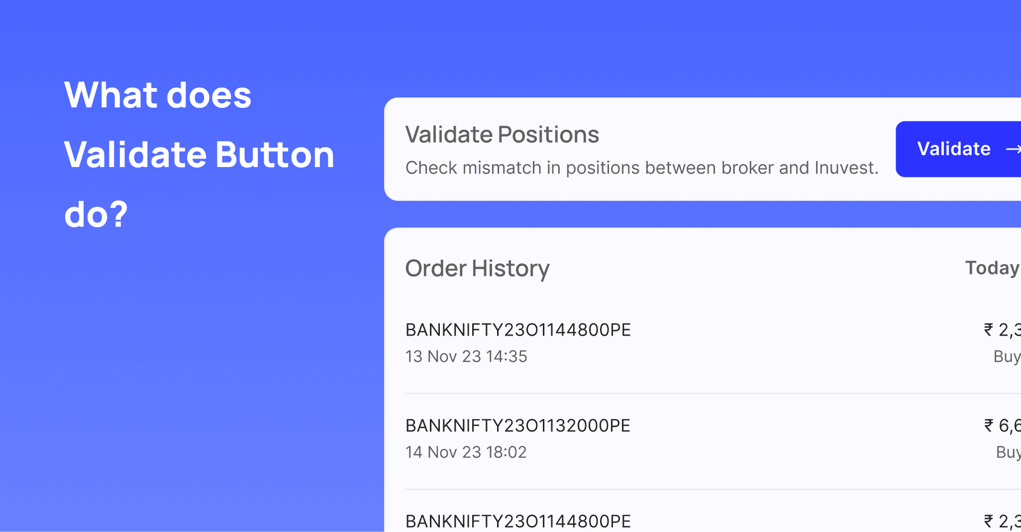 What does Validate button do?